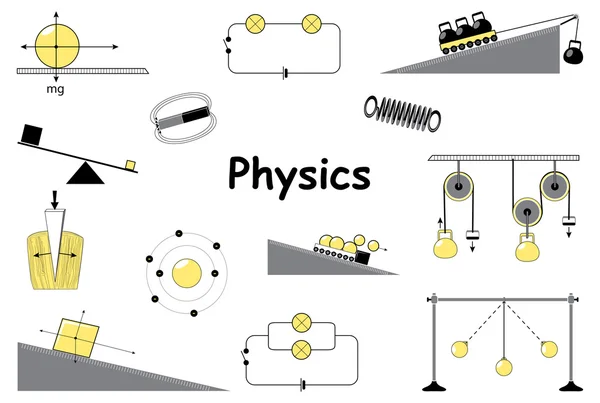 Набор икон физики и науки — стоковый вектор