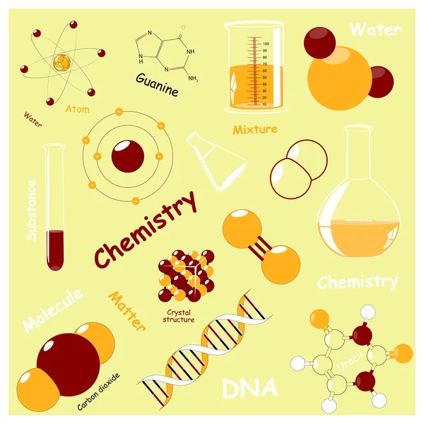 Seamless pattern with Chemistry elements. — Stock Vector