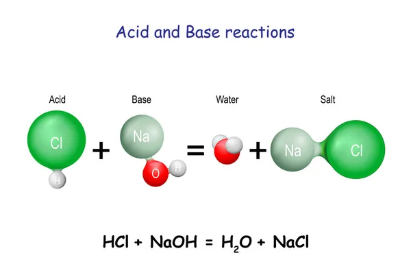 Acidbase Reaksiyonu Kimyasal Reaksiyon Asidi Baz Özelliklerini Nötralize Ederek Tuz — Stok Vektör