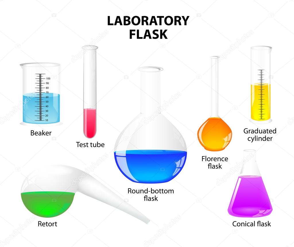Laboratory flask on white background