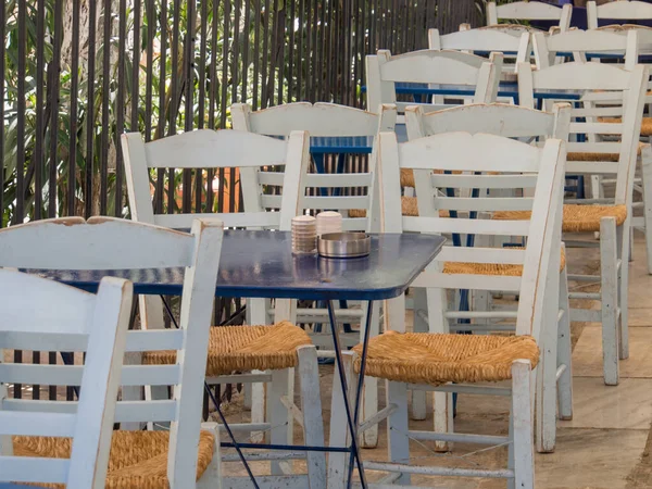 Athens Greece April 2015 Empty Cafe Tables Sunny Morning Athens — Stock Photo, Image