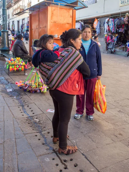 Cusco Peru May 2016 Children School Wearing Uniforms Walking Street — Stock Photo, Image