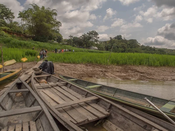 Palmarii Peru Sep 2017 Traditional Indian Boats Bank River — Stock Photo, Image