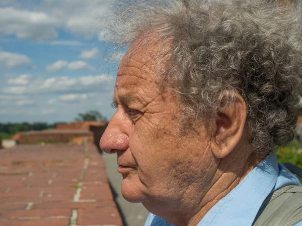 Retrato Velho Homem Pele Branca — Fotografia de Stock