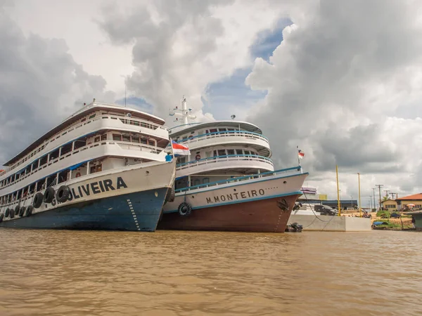 Benjamin Brazil Dec 2017 Big Passenger Boats Amazon River — 图库照片