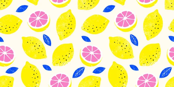 Lemon Padrão Sem Costura Colorido Fundo Verão Moda Vector Impressão — Vetor de Stock