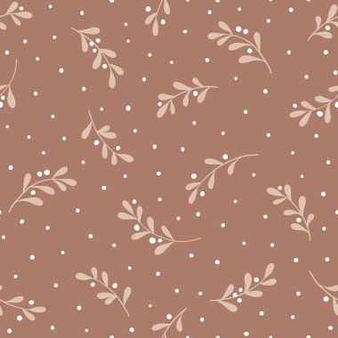 Ağaç dalları ve kar taneleriyle Noel arkaplanı. Ökseotu olan kusursuz bir model. EPS 10