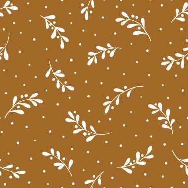 Ağaç dalları ve kar taneleriyle Noel arkaplanı. Ökseotu olan kusursuz bir model. EPS 10