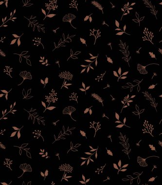 Bitkiler ve şifalı bitkilerle kusursuz bir desen. El çizimi vektör çizimi. EPS 10