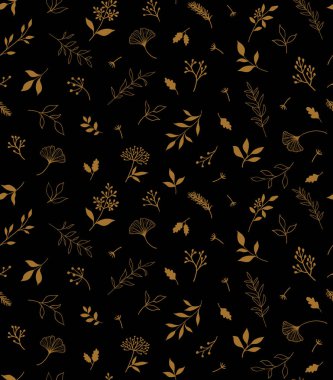 Bitkiler ve şifalı bitkilerle kusursuz bir desen. El çizimi vektör çizimi. EPS 10