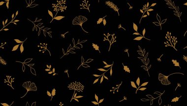 Bitkiler ve şifalı bitkilerle kusursuz bir desen. El çizimi vektör çizimi. EPS 10