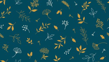 Bitkiler ve şifalı bitkilerle kusursuz bir desen. El çizimi vektör çizimi. EPS 10