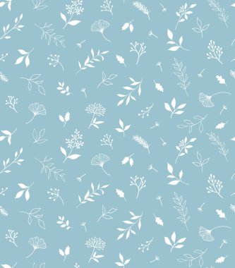 Bitkiler ve şifalı bitkilerle kusursuz bir desen. El çizimi vektör çizimi. EPS 10