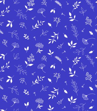 Bitkiler ve şifalı bitkilerle kusursuz bir desen. El çizimi vektör çizimi. EPS 10