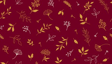 Bitkiler ve şifalı bitkilerle kusursuz bir desen. El çizimi vektör çizimi. EPS 10