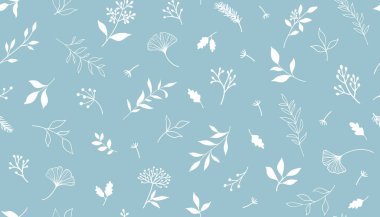 Bitkiler ve şifalı bitkilerle kusursuz bir desen. El çizimi vektör çizimi. EPS 10