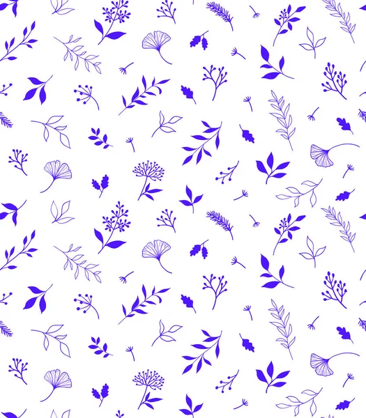 Elegantes Nahtloses Muster Mit Pflanzen Und Kräutern Handgezeichnete Vektorillustration Eps — Stockvektor