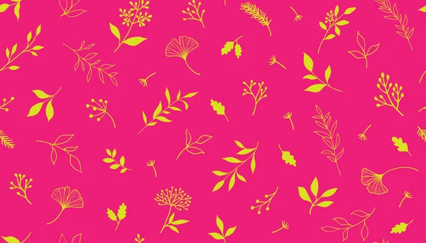 Elegantes Nahtloses Muster Mit Pflanzen Und Kräutern Handgezeichnete Vektorillustration Eps — Stockvektor