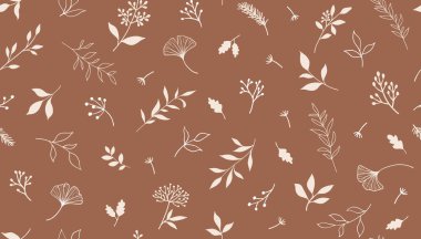 Bitkiler ve şifalı bitkilerle kusursuz bir desen. El çizimi vektör çizimi. EPS 10