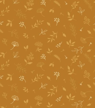 Bitkiler ve şifalı bitkilerle kusursuz bir desen. El çizimi vektör çizimi. EPS 10