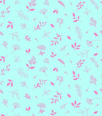 Bitkiler ve şifalı bitkilerle kusursuz bir desen. El çizimi vektör çizimi. EPS 10