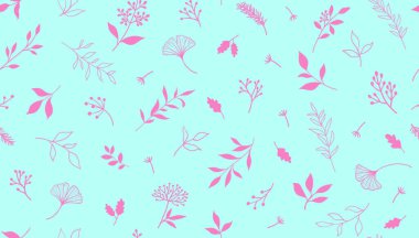 Bitkiler ve şifalı bitkilerle kusursuz bir desen. El çizimi vektör çizimi. EPS 10