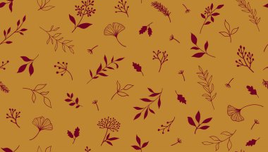 Bitkiler ve şifalı bitkilerle kusursuz bir desen. El çizimi vektör çizimi. EPS 10