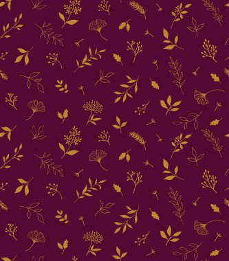 Bitkiler ve şifalı bitkilerle kusursuz bir desen. El çizimi vektör çizimi. EPS 10