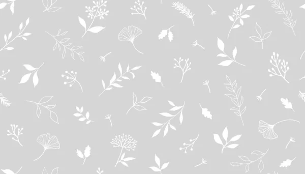 Элегантный Бесшовный Узор Растениями Травами Ручной Рисунок Вектора Eps — стоковый вектор