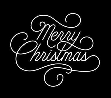 Siyah arka planda el yazısıyla yazılmış mutlu noeller. Xmas kaligrafi vektör çizimi, EPS 10.