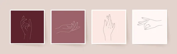 Σύνολο Γυναικείων Χεριών Minimal Γραμμικό Ύφος Μοντέρνα Τέχνη Μονής Γραμμής — Διανυσματικό Αρχείο