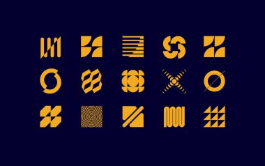 Modern soyut geometrik şekiller kümesi. Benzersiz tasarımınız için en az grafik öğeler. Vektör, EPS 10