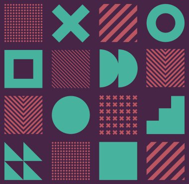 İskandinav tarzında minimalist geometrik kusursuz desen. Basit şekil ve dokulara sahip soyut vektör arkaplanı. EPS 10