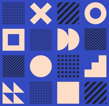 İskandinav tarzında minimalist geometrik kusursuz desen. Basit şekil ve dokulara sahip soyut vektör arkaplanı. EPS 10