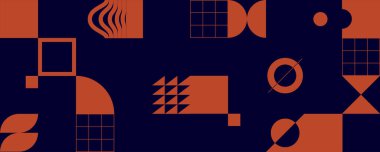 Geometrik şekilli minimalist poster. Modern soyut arka plan. Eşsiz tasarımınız için trend vektör grafik ögeleri.