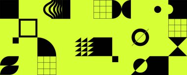 Geometrik şekilli minimalist poster. Modern soyut arka plan. Eşsiz tasarımınız için trend vektör grafik ögeleri.