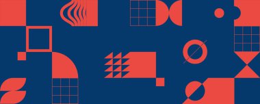 Geometrik şekilli minimalist poster. Modern soyut arka plan. Eşsiz tasarımınız için trend vektör grafik ögeleri.