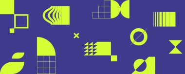 Geometrik şekilli minimalist poster. Modern soyut arka plan. Eşsiz tasarımınız için trend vektör grafik ögeleri.