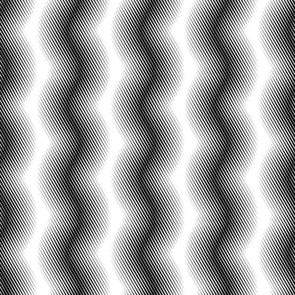 Nahtloses Halbton Wellenmuster Stilvolle Monochrom Gestreifte Textur Moderne Vektor Abstrakten — Stockvektor