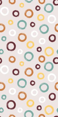 Renkli, pürüzsüz desen, fırça darbesi tekniğinde halkalar. Rastgele boyanmış daireler ile vektör soyut arkaplan.