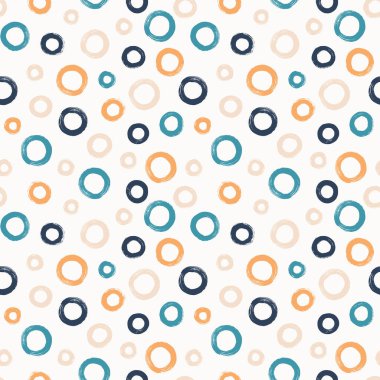 Renkli, pürüzsüz desen, fırça darbesi tekniğinde halkalar. Rastgele boyanmış daireler ile vektör soyut arkaplan.