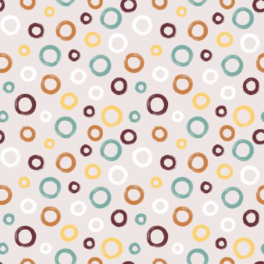 Renkli, pürüzsüz desen, fırça darbesi tekniğinde halkalar. Rastgele boyanmış daireler ile vektör soyut arkaplan.