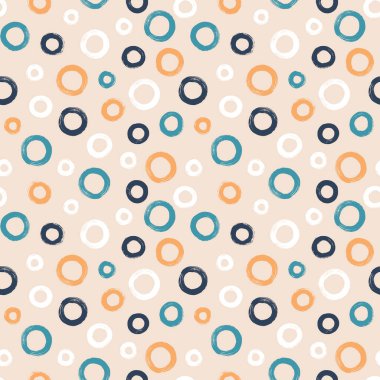 Renkli, pürüzsüz desen, fırça darbesi tekniğinde halkalar. Rastgele boyanmış daireler ile vektör soyut arkaplan.