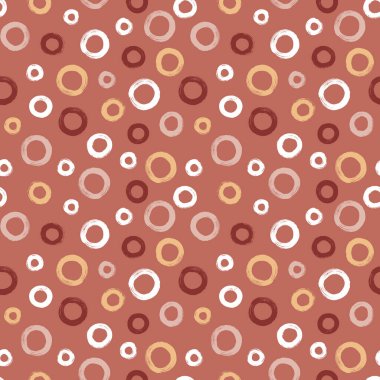 Renkli, pürüzsüz desen, fırça darbesi tekniğinde halkalar. Rastgele boyanmış daireler ile vektör soyut arkaplan.