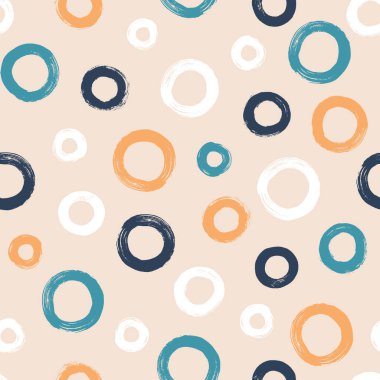 Renkli, pürüzsüz desen, fırça darbesi tekniğinde halkalar. Rastgele boyanmış daireler ile vektör soyut arkaplan.
