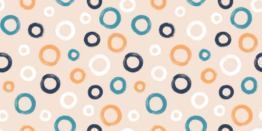 Renkli, pürüzsüz desen, fırça darbesi tekniğinde halkalar. Rastgele boyanmış daireler ile vektör soyut arkaplan.