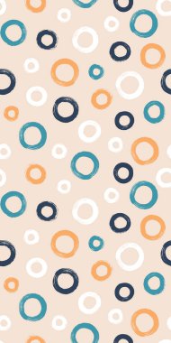 Renkli, pürüzsüz desen, fırça darbesi tekniğinde halkalar. Rastgele boyanmış daireler ile vektör soyut arkaplan.