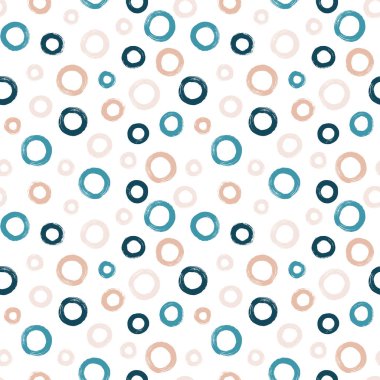 Renkli, pürüzsüz desen, fırça darbesi tekniğinde halkalar. Rastgele boyanmış daireler ile vektör soyut arkaplan.