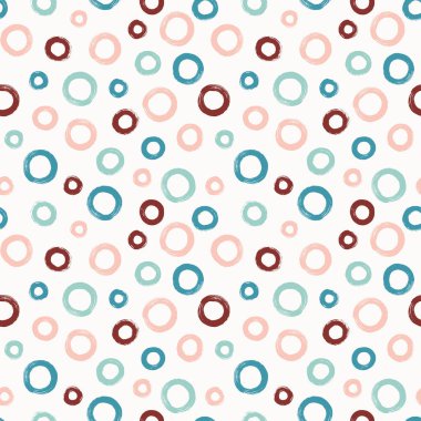 Renkli, pürüzsüz desen, fırça darbesi tekniğinde halkalar. Rastgele boyanmış daireler ile vektör soyut arkaplan.