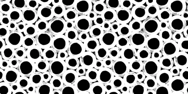 河马圆点无缝图案 黑色和白色的抽象背景 手绘气泡 矢量单色纹理 — 图库矢量图片